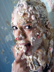 Girl with pie on her face