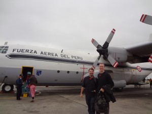 The Humor Code co-authors Joel Warner & Peter McGraw, boarding a plane in Peru